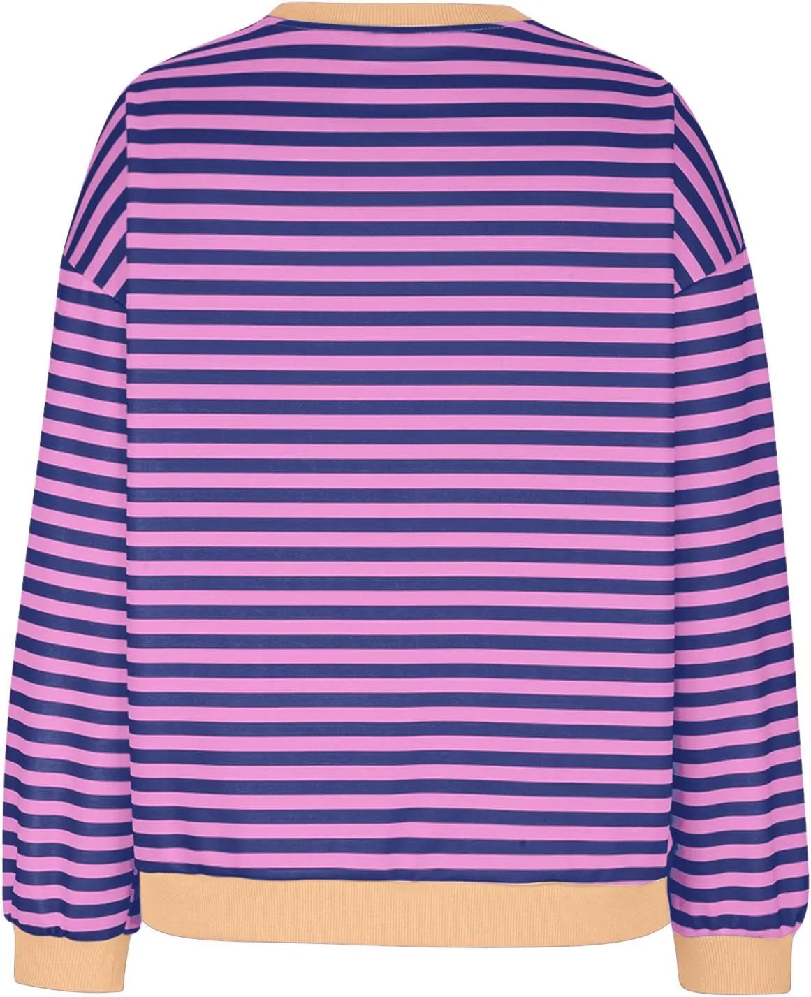 Lastesso Long Sleeve Shirts for Women Fashion Color Block Stripe Fall Sweatshirts Soft Loose Fit Trendy Outfits 2024