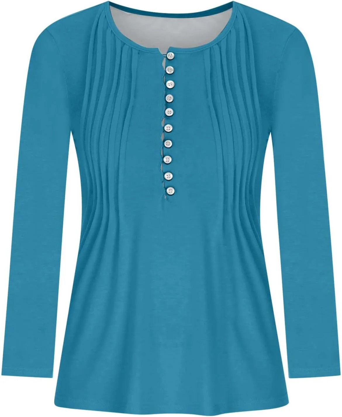 Lastesso Long Sleeve Shirts for Women Pleated Tuinc Tops Classiac Solid Fall Tops Relaxed Button Down V Neck Outfits 2024