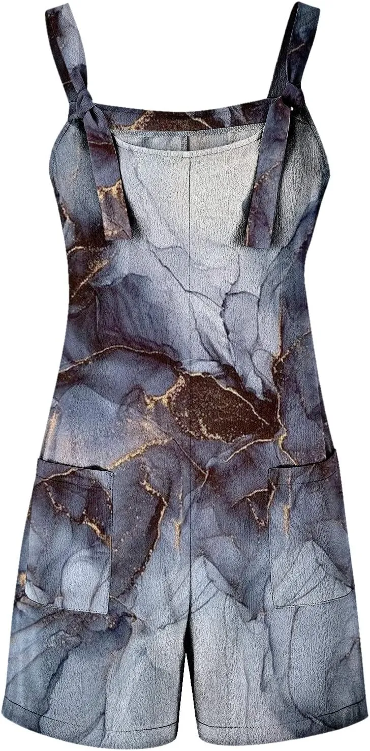 Lastesso Rompers for Women 2025 Summer Sleeveless Short Overalls Jumpsuit with Pockets Comfy Casual Travel Vacation Outfits