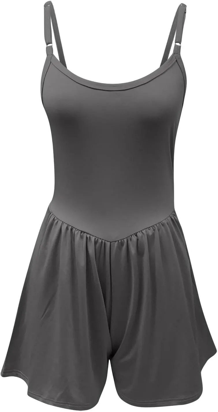 Lastesso Rompers for Women Dressy Square Neck Spaghetti Strap Shorts Athletic Sports Overalls Jumpsuit Summer Active Clothes