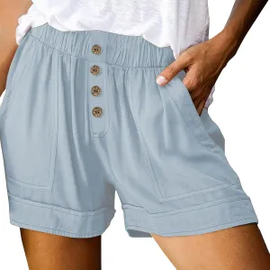 Lastesso Shorts for Women Comfy Button Summer Shorts Casual Wide Leg Vacation Beach Short Pants Beach Loose Active Shorts