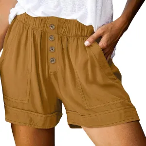 Lastesso Shorts for Women Comfy Button Summer Shorts Casual Wide Leg Vacation Beach Short Pants Beach Loose Active Shorts