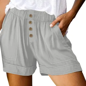 Lastesso Shorts for Women Comfy Button Summer Shorts Casual Wide Leg Vacation Beach Short Pants Beach Loose Active Shorts