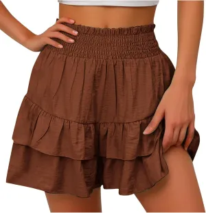 Lastesso Shorts for Women Trendy Cute Flowy Dance Shorts Ruched High Waisted Summer Vacation Shorts Comfy Cotton Short Pants
