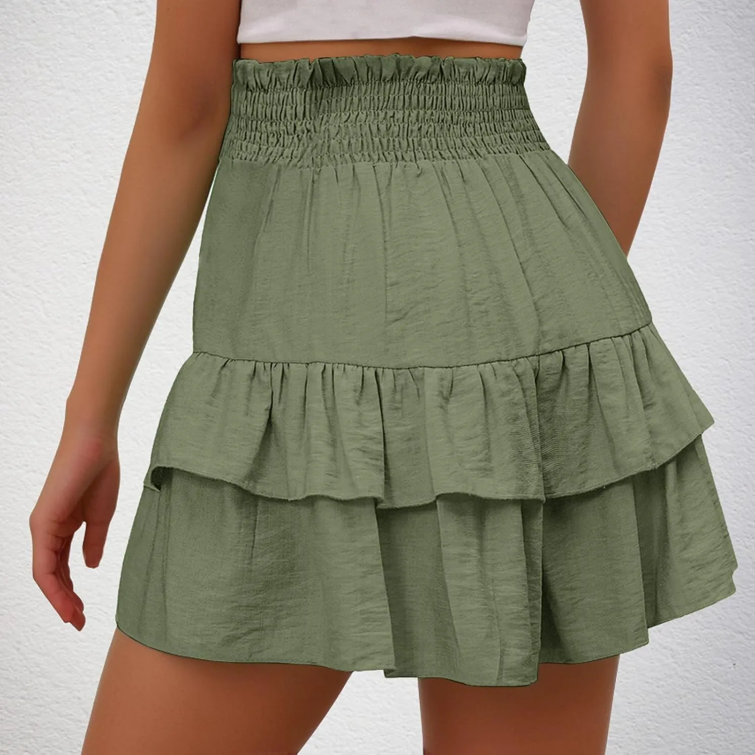 Lastesso Shorts for Women Trendy Cute Flowy Dance Shorts Ruched High Waisted Summer Vacation Shorts Comfy Cotton Short Pants