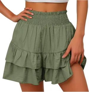 Lastesso Shorts for Women Trendy Cute Flowy Dance Shorts Ruched High Waisted Summer Vacation Shorts Comfy Cotton Short Pants