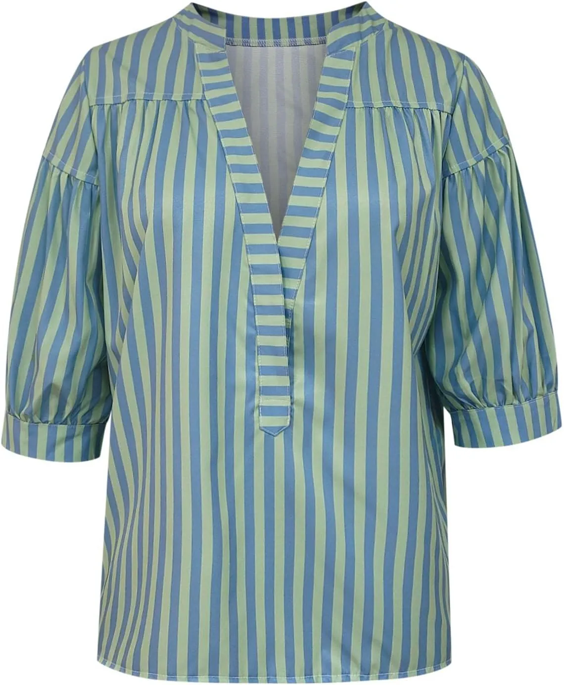 Lastesso Summer Tops for Women 2024 Trendy Striped Color Block Tee Short Casual V Neck Loose Pullover Tops Vacation T-Shirt