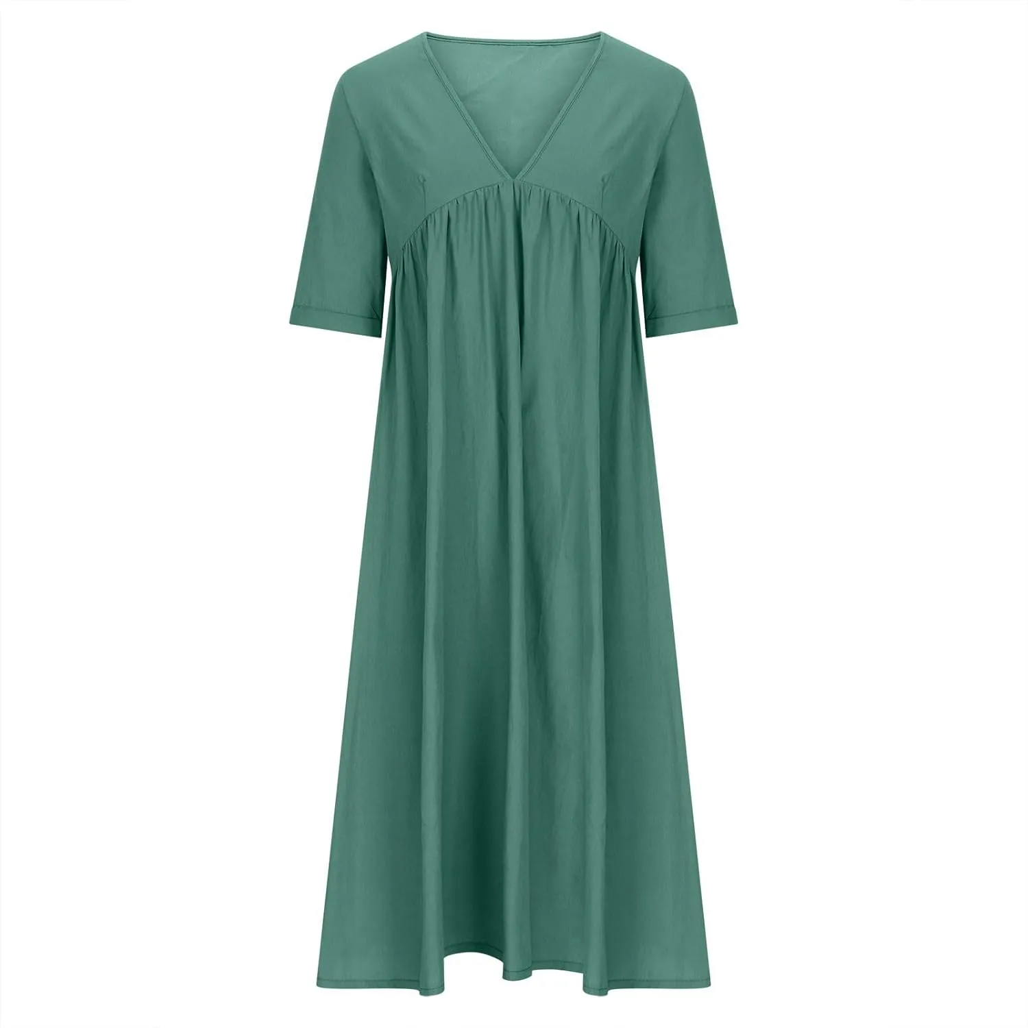 Lastesso Sundresses for Women 2024 Deep V Neck Short Dresses with Pockets High Waist Lightweight Cotton Linen Summer Dresses