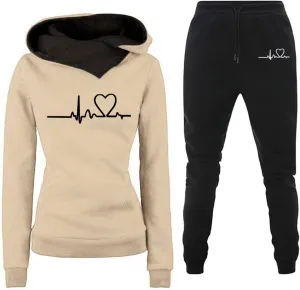 Lastesso Sweat Suit for Women 2 Piece Set Trendy Heart Print Outfits Comfy Pullovers Sweatshirt Active Sweatpants Tracksuits