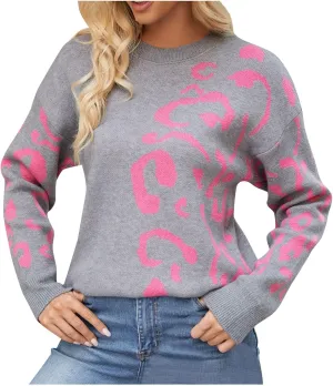 Lastesso Sweaters for Women Casual Long Sleeve Knit Color Block Pullover Sweater Cozy Preppy Chunky Fall Winter Clothing