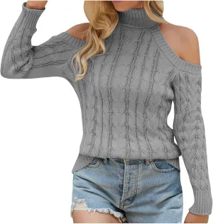 Lastesso Sweaters for Women Trendy Cold Shoulder Knit Pullover Sweater Lightweight Fitted Fashion Casual Vacation Clothes