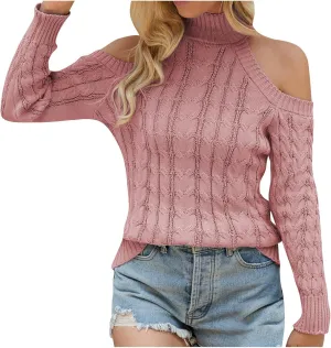 Lastesso Sweaters for Women Trendy Cold Shoulder Knit Pullover Sweater Lightweight Fitted Fashion Casual Vacation Clothes
