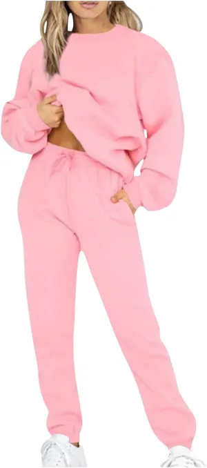 Lastesso Sweatsuits for Women Set 2 Piece Solid Loose Fit Tracksuit Soft Jogging Suits Casual Going Out Travel Clothes