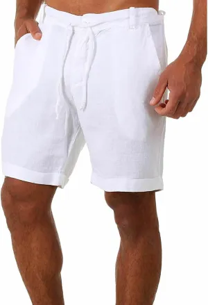 Lastesso Swim Trunks Men Comfy Cotton Linen Shorts with Pockets Drawstring Lounge Boardshorts Lightweight Summer Beachwear