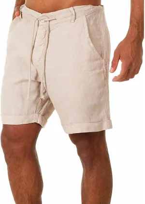 Lastesso Swim Trunks Men Comfy Cotton Linen Shorts with Pockets Drawstring Lounge Boardshorts Lightweight Summer Beachwear