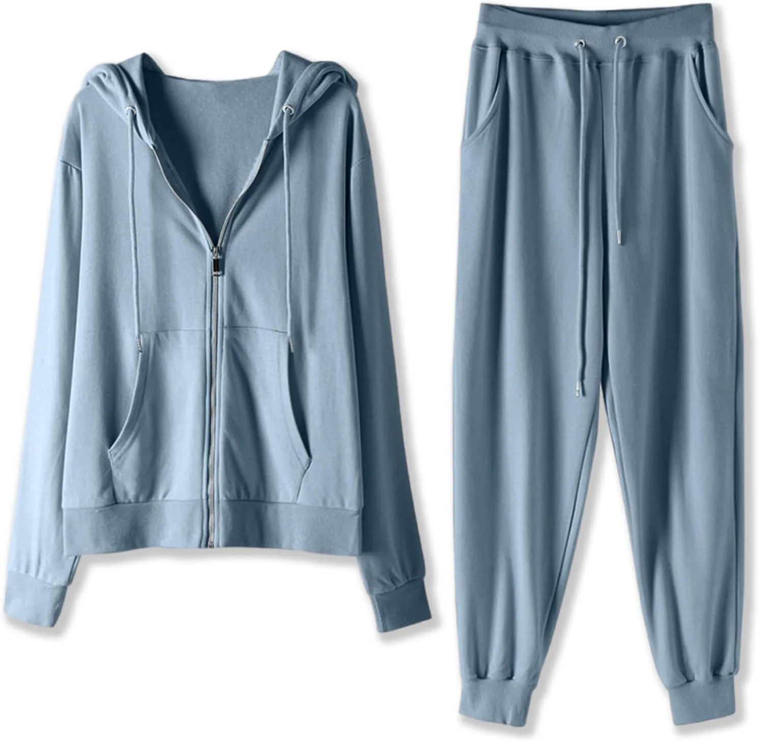 Lastesso Track Suits for Women Set Comfy Loose Sweatsuit 2 Piece Set Full Zip Up Long Sleeve Jacket Hood Sports Sweatpants
