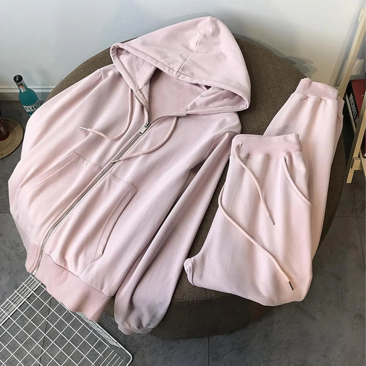 Lastesso Track Suits for Women Set Comfy Loose Sweatsuit 2 Piece Set Full Zip Up Long Sleeve Jacket Hood Sports Sweatpants