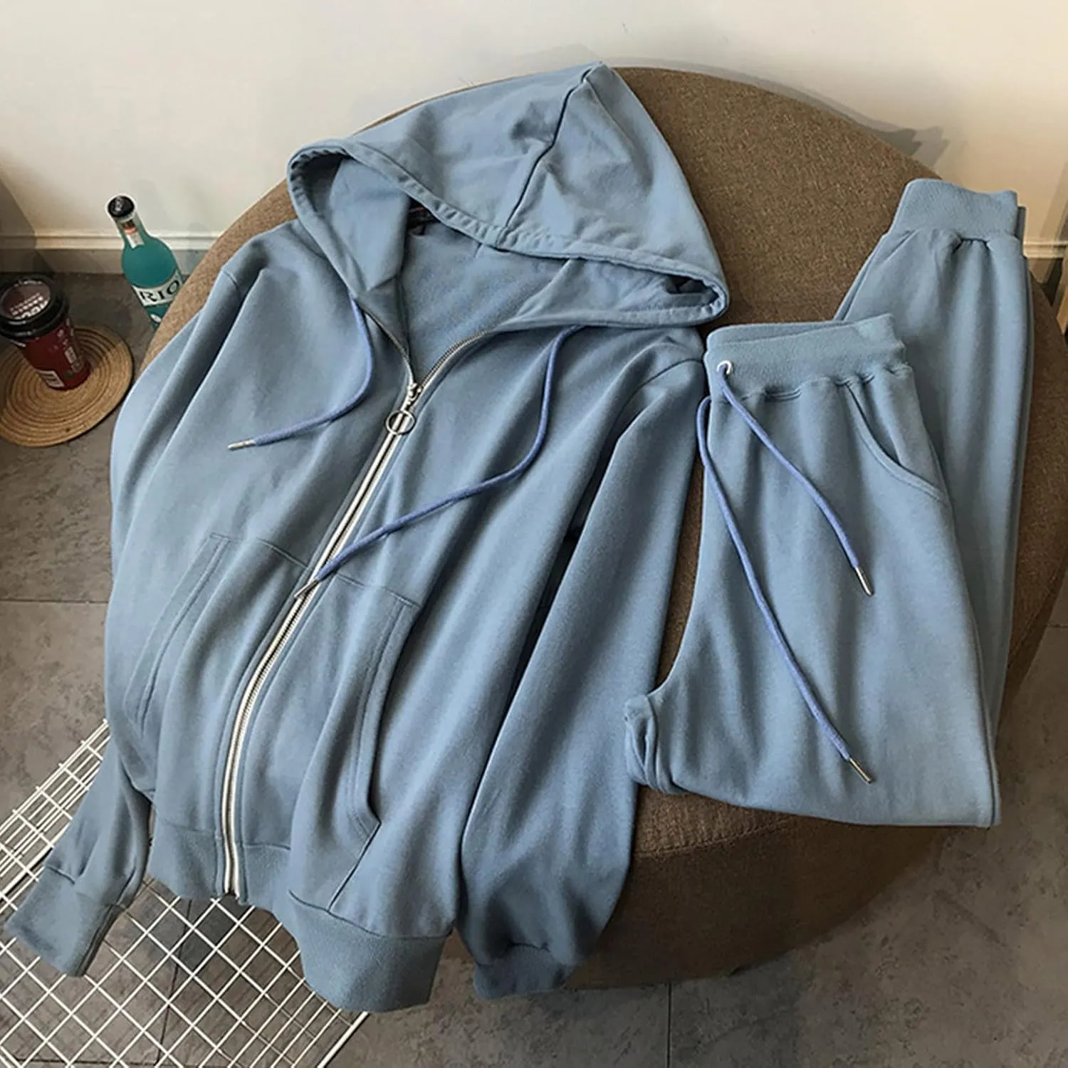 Lastesso Track Suits for Women Set Comfy Loose Sweatsuit 2 Piece Set Full Zip Up Long Sleeve Jacket Hood Sports Sweatpants