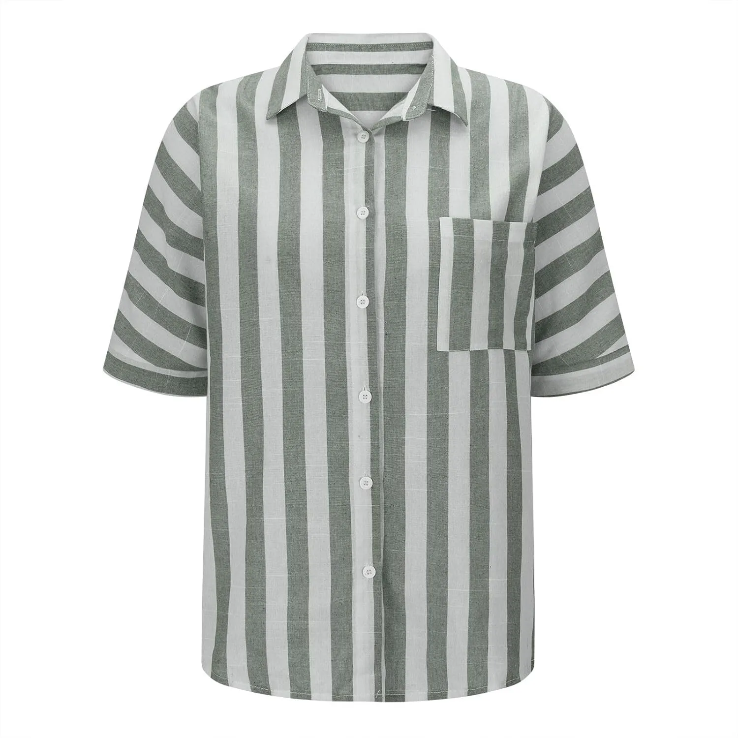 Lastesso Womens Summer Tops Lightweight Button Down Stripes Short Short Sleeve Pullover Shirts Business Casual T-Shirt
