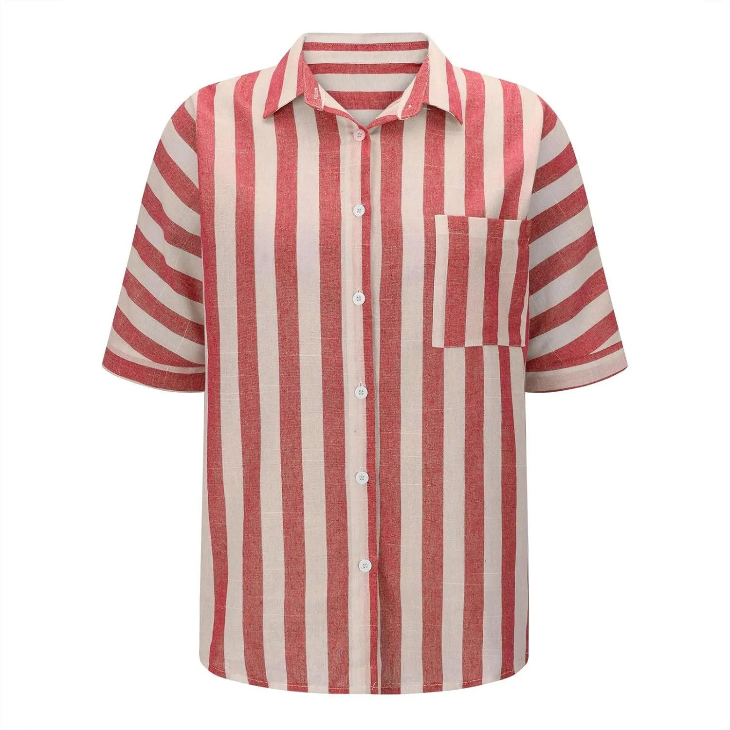 Lastesso Womens Summer Tops Lightweight Button Down Stripes Short Short Sleeve Pullover Shirts Business Casual T-Shirt