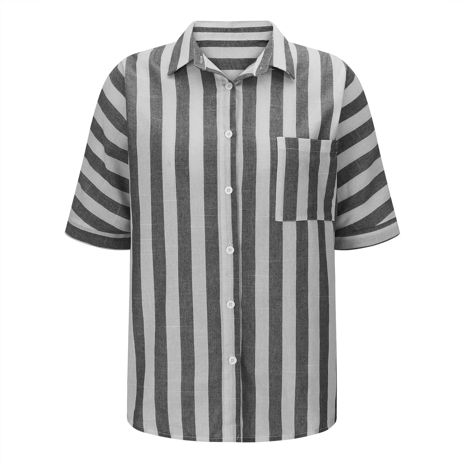 Lastesso Womens Summer Tops Lightweight Button Down Stripes Short Short Sleeve Pullover Shirts Business Casual T-Shirt
