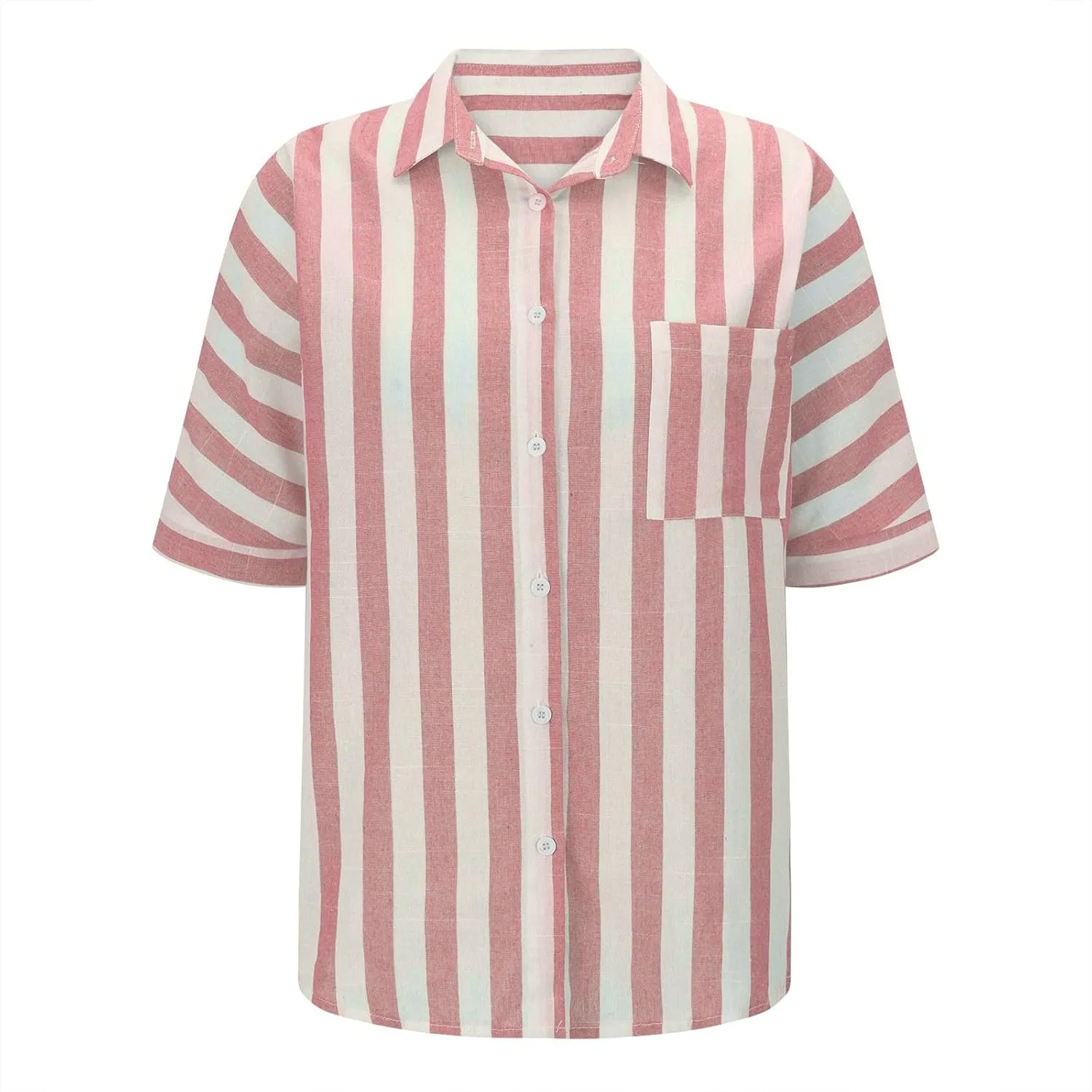 Lastesso Womens Summer Tops Lightweight Button Down Stripes Short Short Sleeve Pullover Shirts Business Casual T-Shirt