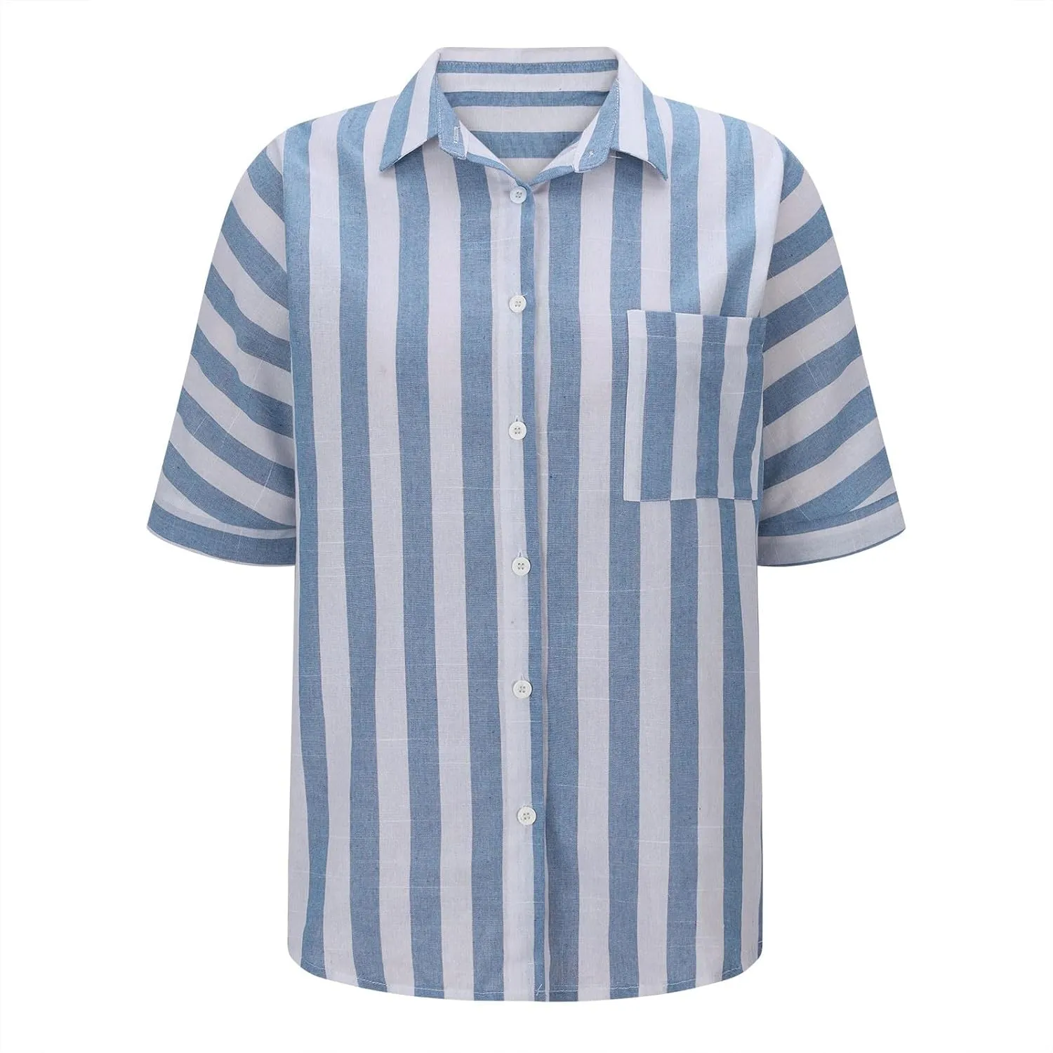 Lastesso Womens Summer Tops Lightweight Button Down Stripes Short Short Sleeve Pullover Shirts Business Casual T-Shirt