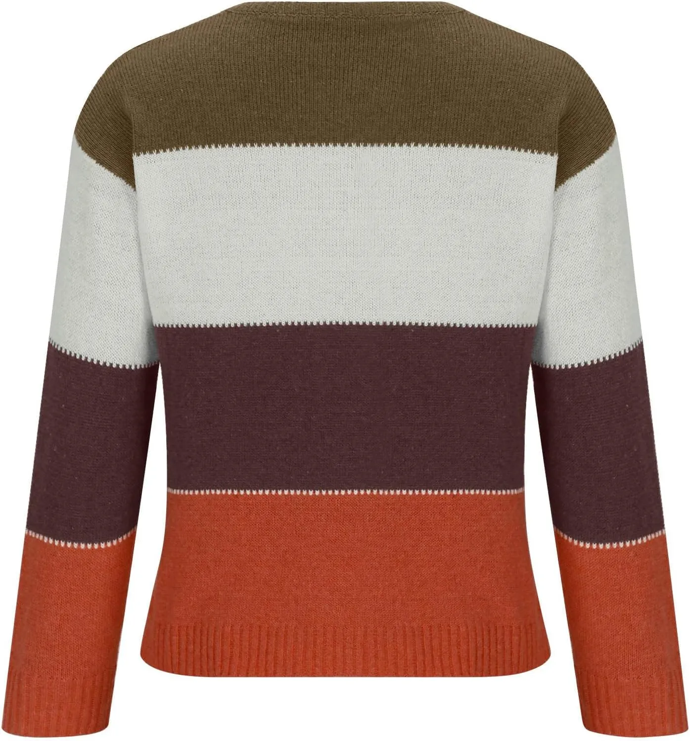 Lastesso Womens Sweaters Color Block Pullover Sweater Crochet Crew Neck Casual Loose Fit Outfits Preppy Fall Clothes
