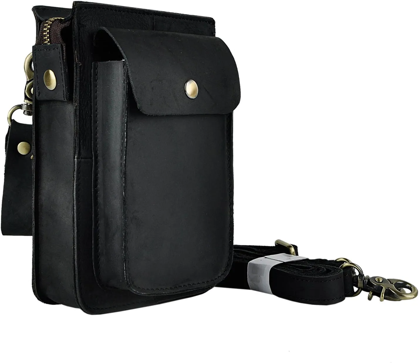 Le'aokuu Mens Genuine Leather Fanny Messenger Shoulder Satchel Waist Bag Pack