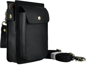 Le'aokuu Mens Genuine Leather Fanny Messenger Shoulder Satchel Waist Bag Pack