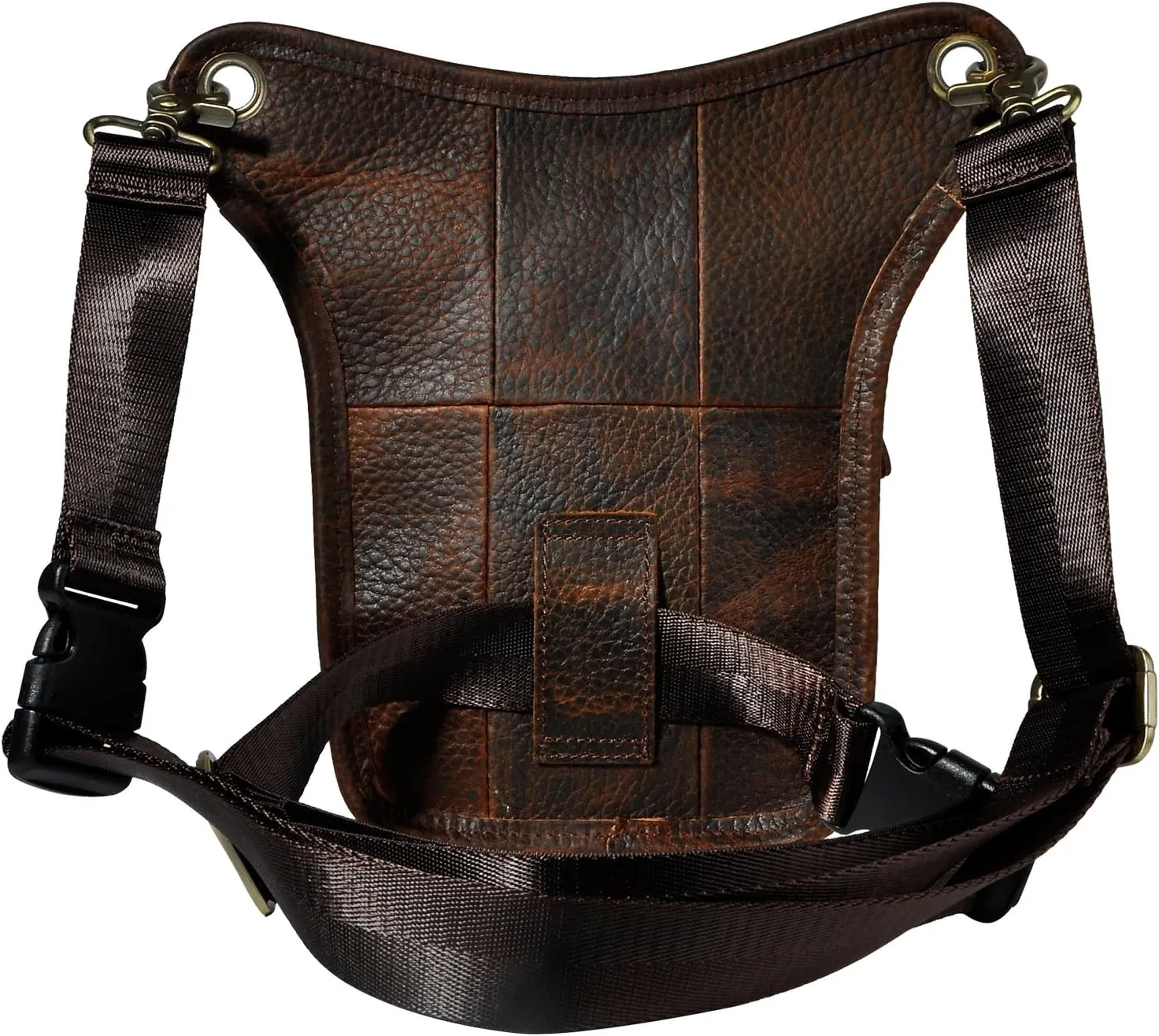 Le'aokuu Mens Genuine Leather Motorcycle Waist Pack Messenger Shoulder Drop Leg Bag