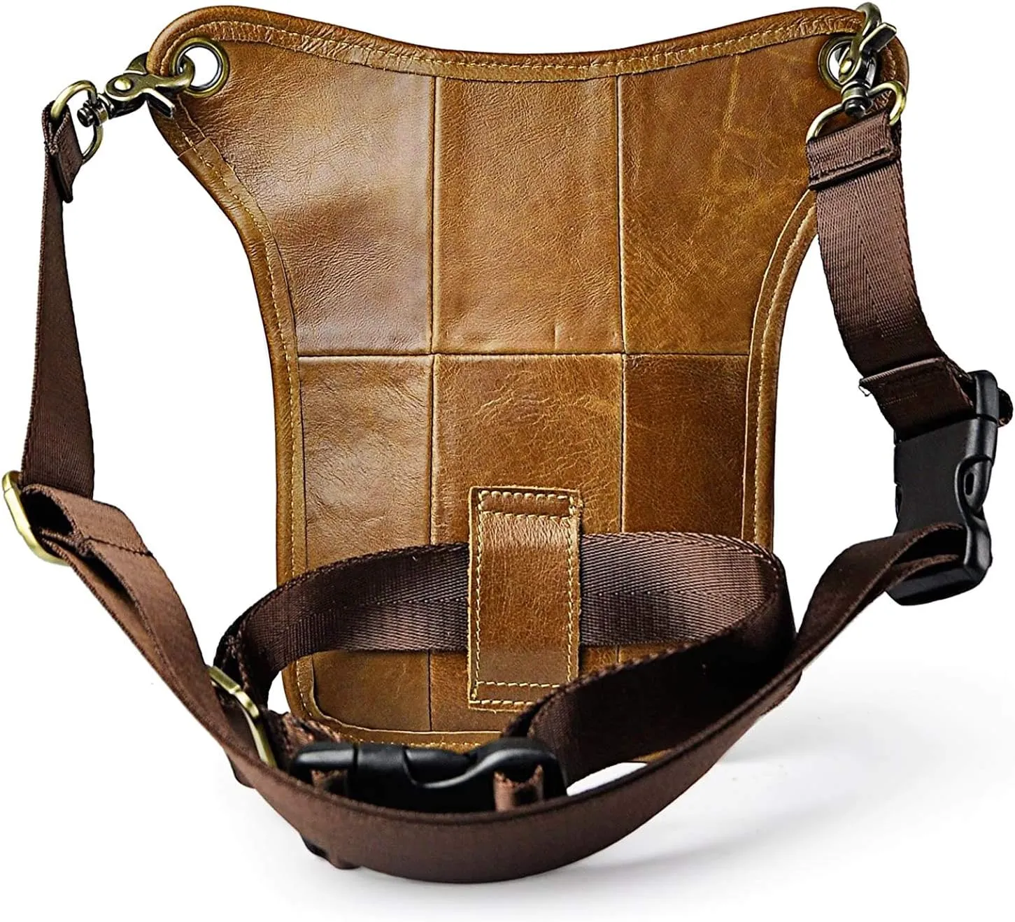 Le'aokuu Mens Genuine Leather Outdoor Sporting Hicking Waist Hip Pack Messenger Shoulder Drop Leg Thigh Bag Pouches For Women 211-5 Brown 3
