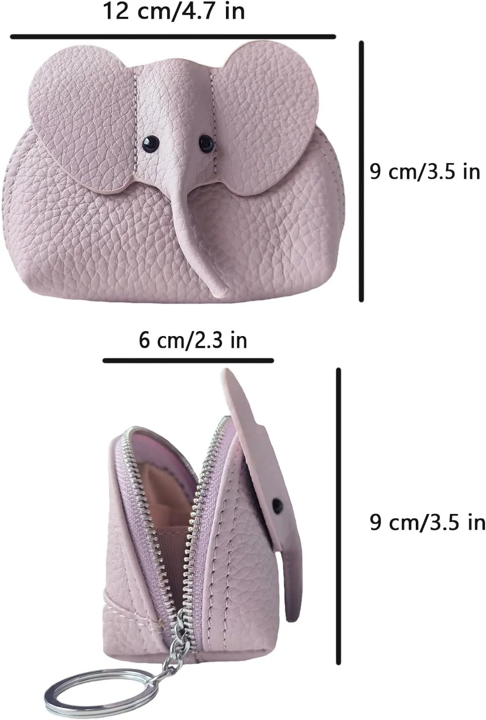 Leather Coin Purse Leather Elephant Keychain Wallet Small Coin Pouch with Keychain Leather Wallet Cute Elephant Gifts for Girls Women