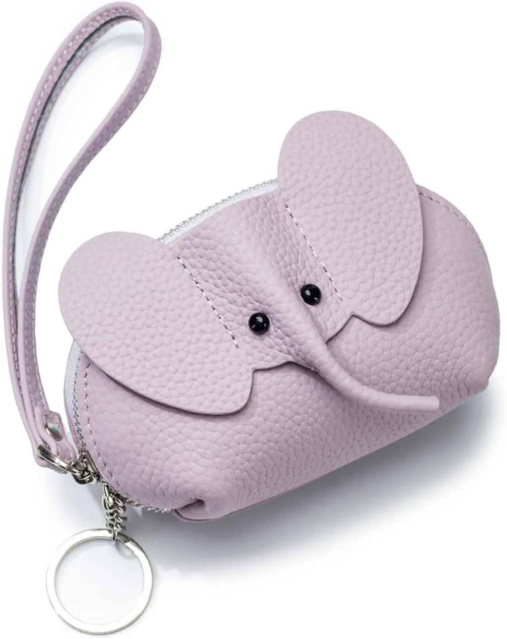 Leather Coin Purse Leather Elephant Keychain Wallet Small Coin Pouch with Keychain Leather Wallet Cute Elephant Gifts for Girls Women