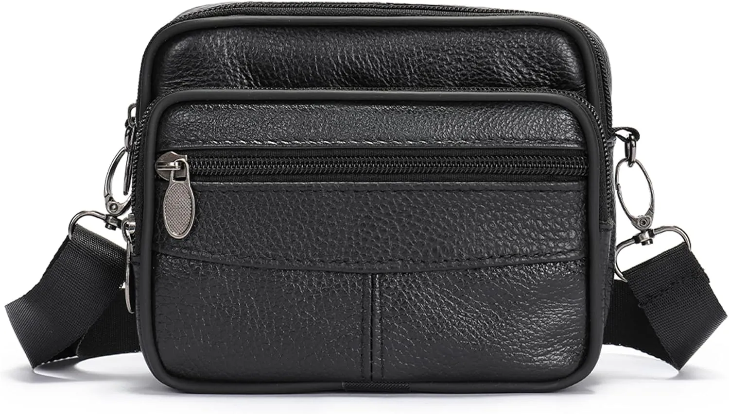 Leather Men Cell Phone Belt Clip Holster, Small Crossbody Sling Bag, Leather Belt Loop Bag Mobile Phone Wallet Shoulder Phone Waist Bag Messenger Crossbody Pouch for Travel Sports Hiking Running