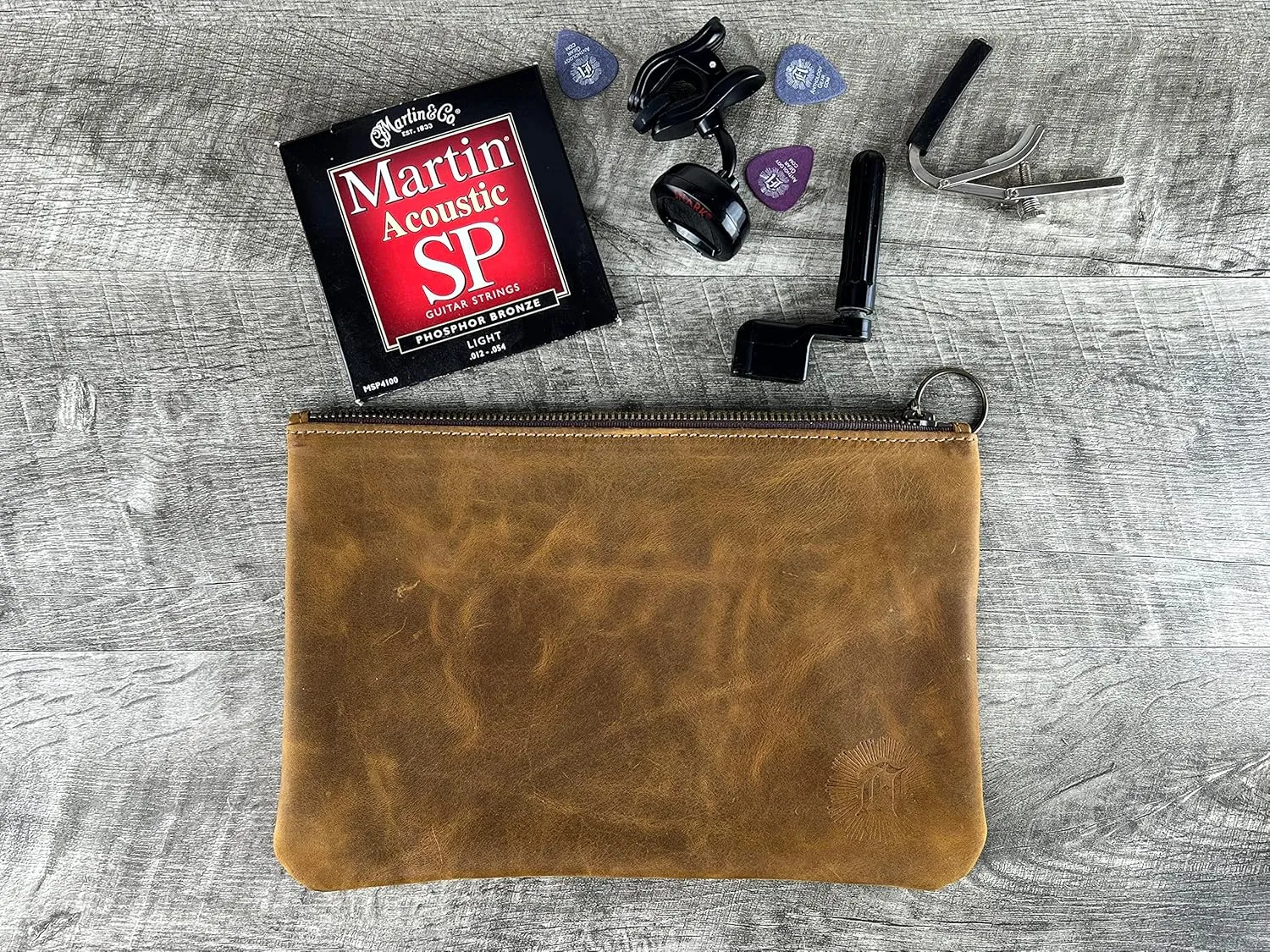Leather Pouch with Zipper