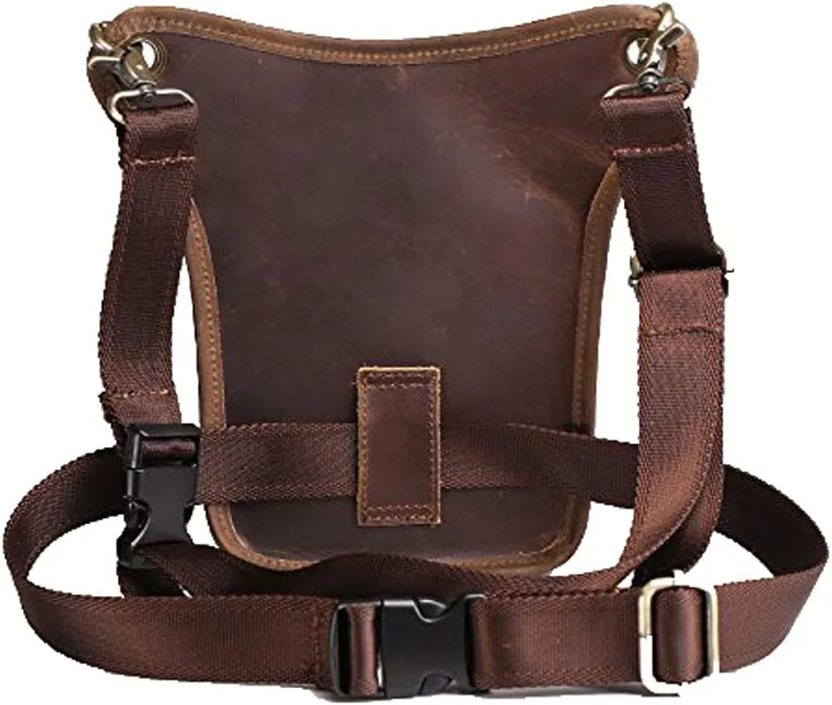 Leather Waist Pack Drop Leg Bag for Men Women Belt Bumbag Multi-Purpose Motorcycle Bike Outdoor Sports Tactical Cycling Riding Hiking Camping Pouch
