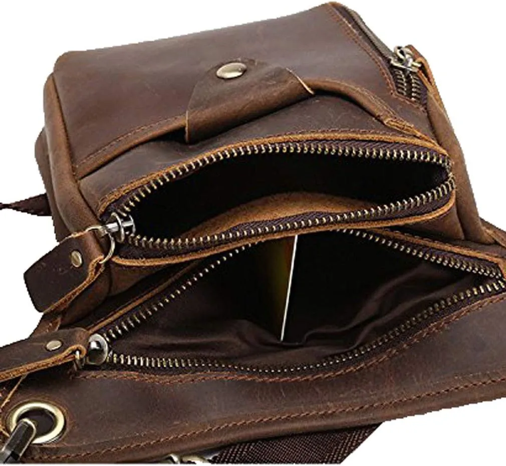Leather Waist Pack Drop Leg Bag for Men Women Belt Bumbag Multi-Purpose Motorcycle Bike Outdoor Sports Tactical Cycling Riding Hiking Camping Pouch