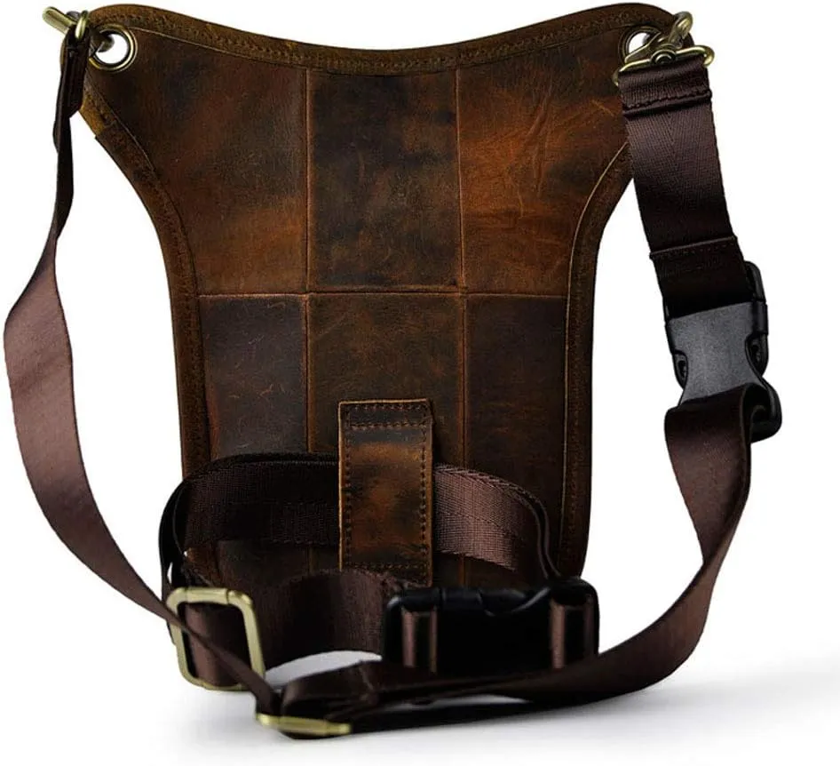 Leather Waist Pack Drop Leg Bag for Men Women Belt Bumbag Multi-Purpose Motorcycle Bike Outdoor Sports Tactical Cycling Riding Hiking Camping Pouch