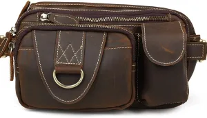 Leather women's and men's hiking shopping multifunctional travel waist bag