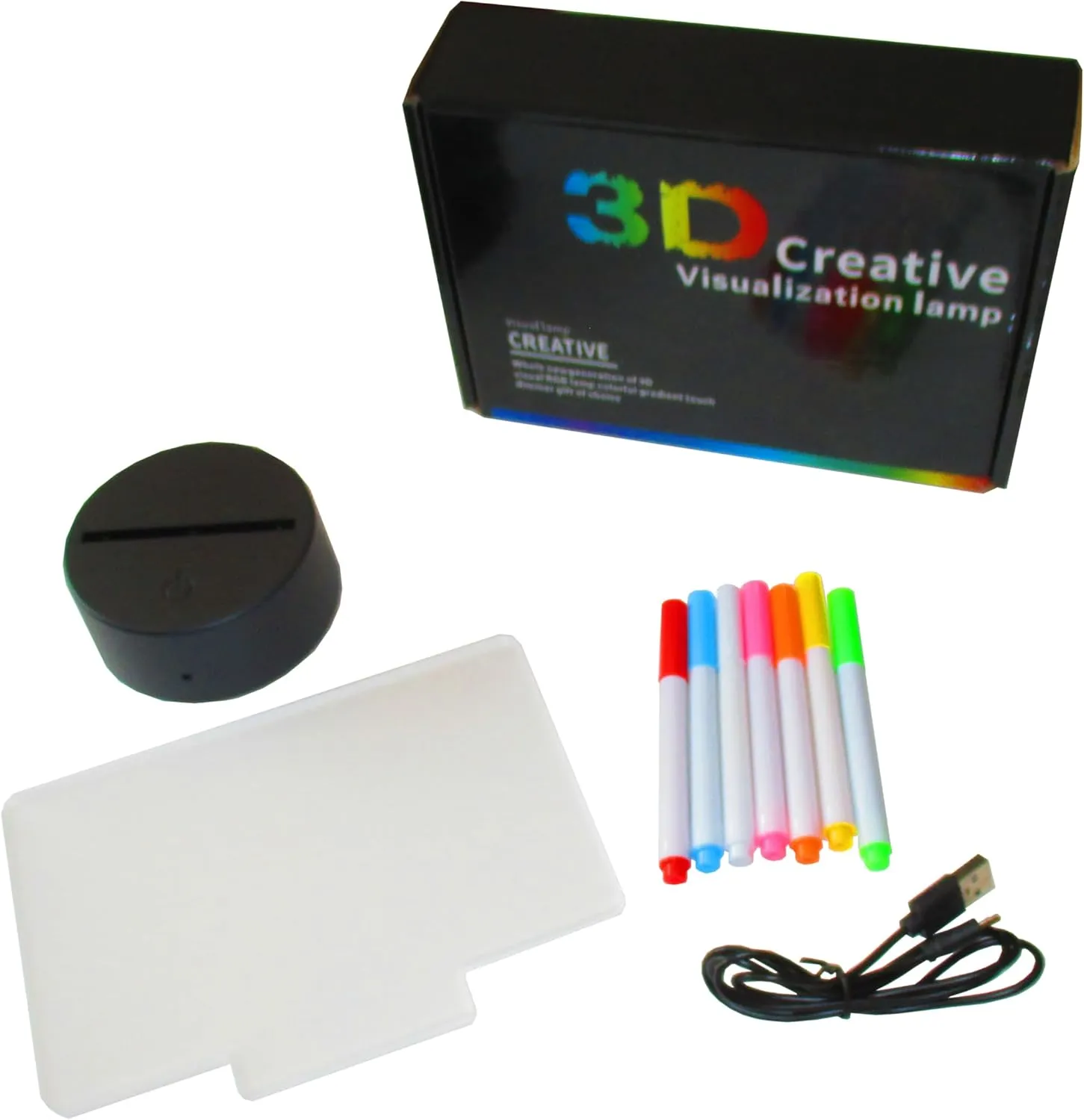 LED Drawing Message Board - Doodle Scribble Board with Neon Markers and Multicolor LED Base/Stand