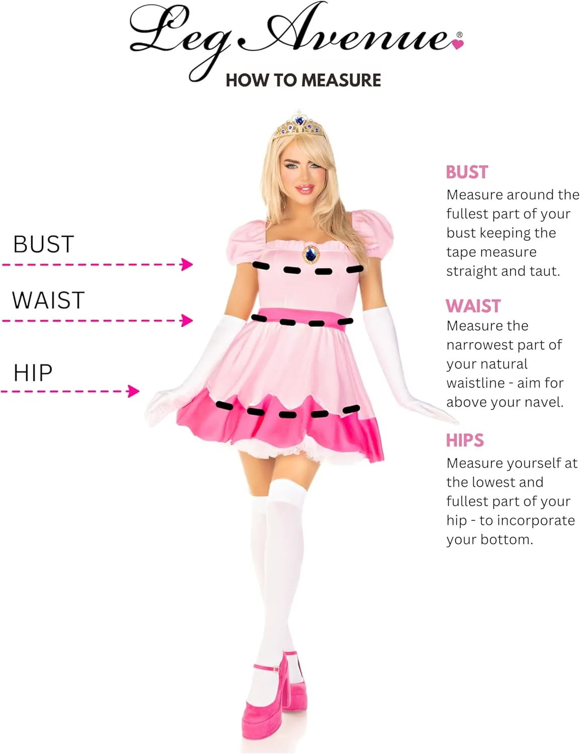 Leg Avenue womens 3 Pc Pink Princess Costume With Jeweled Dress, Crown, Gloves