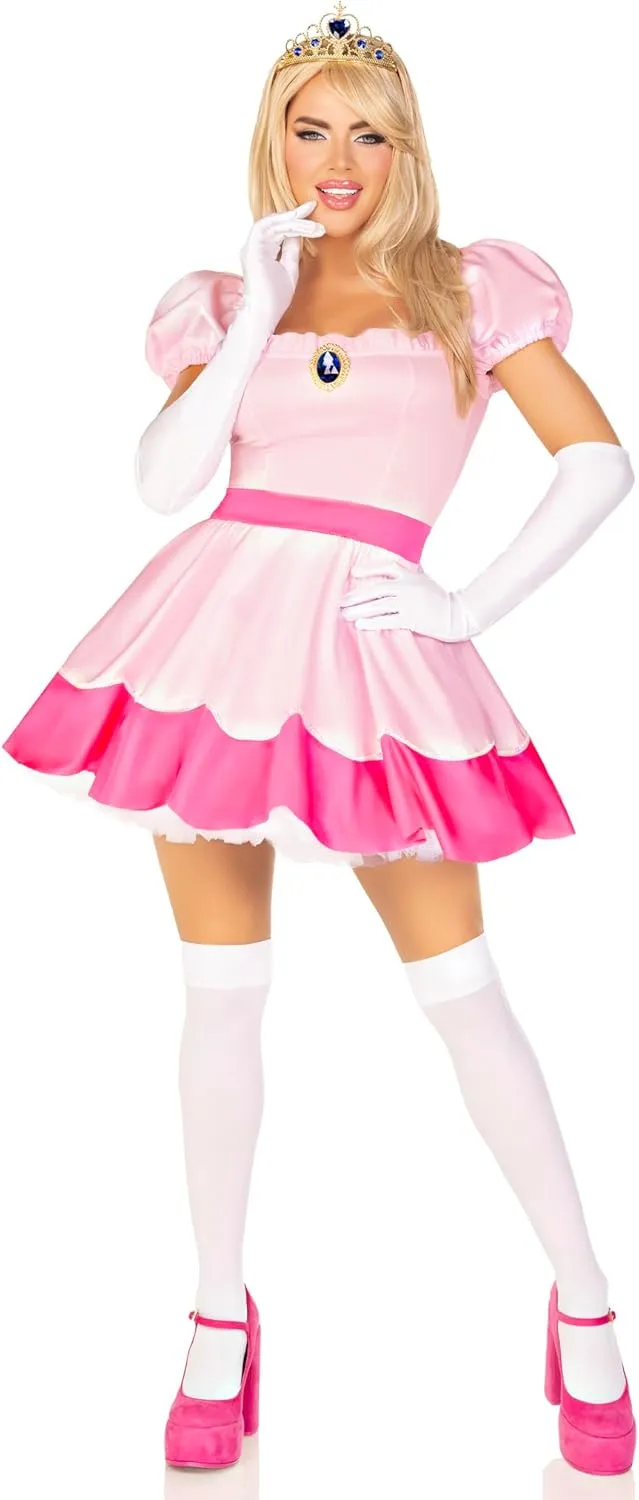 Leg Avenue womens 3 Pc Pink Princess Costume With Jeweled Dress, Crown, Gloves