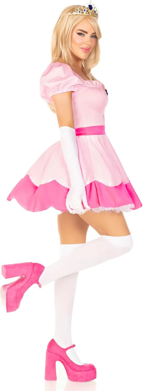 Leg Avenue womens 3 Pc Pink Princess Costume With Jeweled Dress, Crown, Gloves