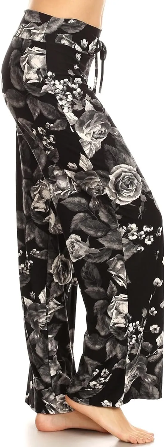 Leggings Depot Women's Casual Long Pajama Lounge Pants Drawstring Sleepwear-Print Design