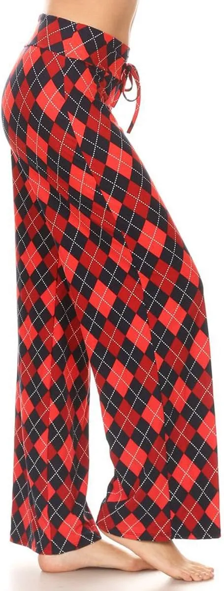 Leggings Depot Women's Casual Long Pajama Lounge Pants Drawstring Sleepwear-Print Design