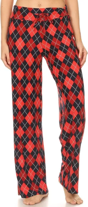 Leggings Depot Women's Casual Long Pajama Lounge Pants Drawstring Sleepwear-Print Design