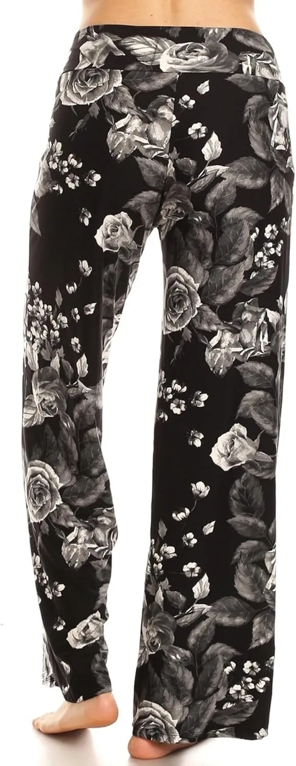 Leggings Depot Women's Casual Long Pajama Lounge Pants Drawstring Sleepwear-Print Design