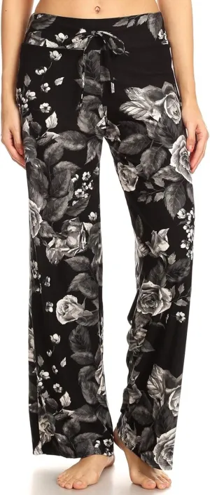 Leggings Depot Women's Casual Long Pajama Lounge Pants Drawstring Sleepwear-Print Design