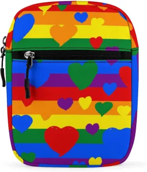 Lgbt Gay Pride Mini Messenger Bag Small Satchel Rainbow Hearts Crossbody Bag Cross Body Shoulder Bag With Adjustable Straps